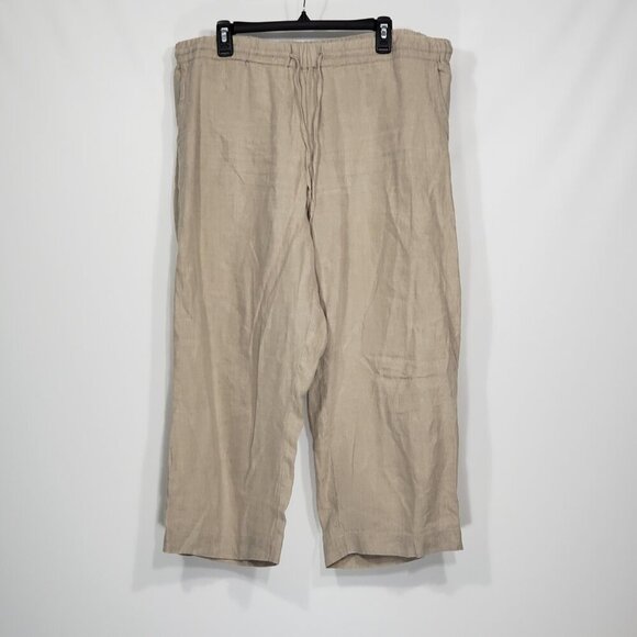Charter Club  Beige Linen Pants   Elastic Waist with drawstring  Women's Size XL - Picture 1 of 3